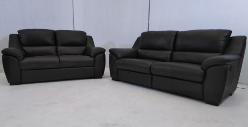 Conjunto de sofás relax de piel natural de color marrón - Leon