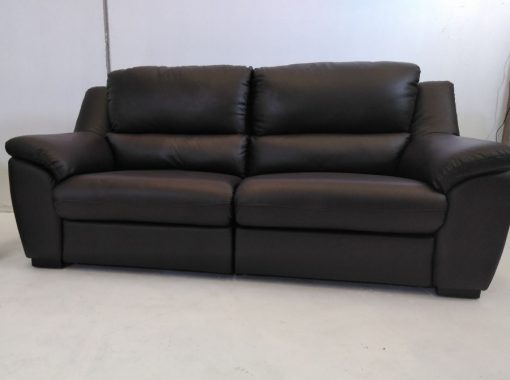 Sofá de 3 plazas. Conjunto de sofás relax de piel natural de color marrón - Leon