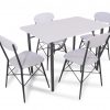 Обеденная группа - стол и 4 стула, белый и серый - Familio