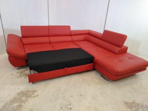 Cama de sofá esquinero de piel auténtica con desperfectos (sofá de exposición)- Fabio