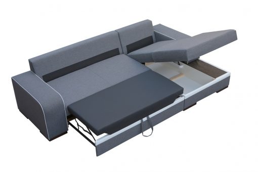Cama y arcón abierto. Sofá chaise longue cama gris con arcón - Bermuda