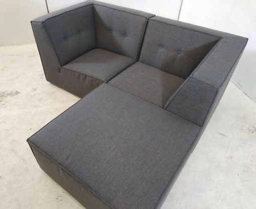 Combinacion chaise longue. Sofá modular pequeño (2 plazas) de color gris más puf - Modules