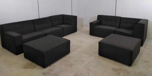 Conjunto grande de sofás modulares de 3 y 2 plazas más 2 pufs – Modules