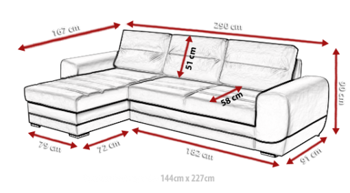 Medidas de sofá chaise longue cama - Cayman