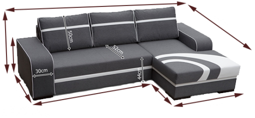 Medidas de sofá chaise longue cama con arcón - Bay