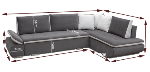 Medidas de sofá rinconera cama con cojines - Bondi