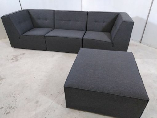 Grey Modular 3 Seater Sofa and Pouffe - Modules