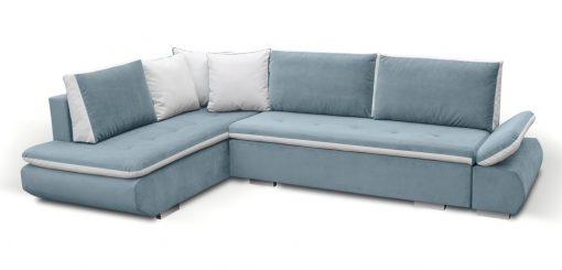 Sofá rinconera cama de color azul con cojines (esquina izquierda) - Bondi