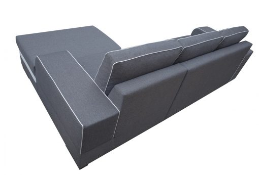 Tapizado en tela detras. Sofá chaise longue cama gris con arcón - Bermuda