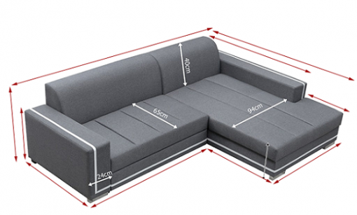Medidas de sofá cama con chaise longue grande - Caicos