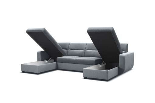 2 storage compartments under the seats. U-shaped sofa with pull-out bed and 2 storages - Ottawa