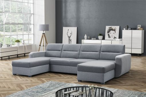 U-shaped sofa with pull-out bed and 2 storages - Ottawa