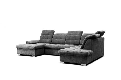 Spacious U-shaped Sofa with Pull-out Bed and Reclining Headrests - Toronto