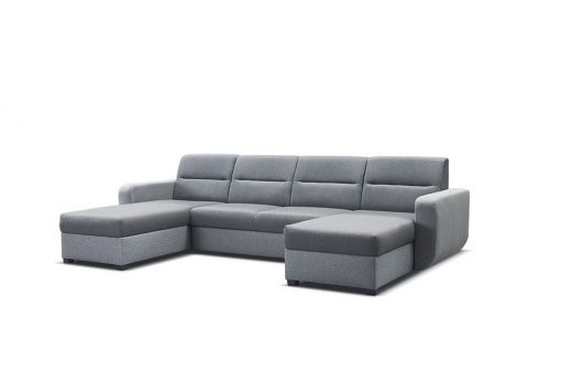 Light grey fabric. U-shaped sofa with pull-out bed and 2 storages - Ottawa