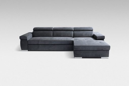 Tapizado en tela de color gris. Sofá chaise longue cama con reposacabezas reclinables – Calgary