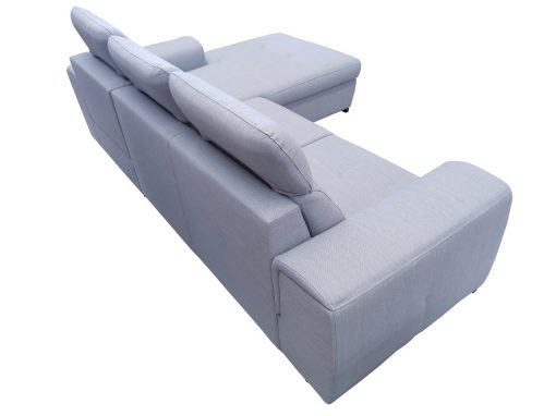 Tapizado detras. Sofá chaise longue cama con reposacabezas reclinables. Tela gris claro, chaise longue lado derecho - Niagara