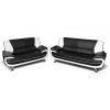 Sofa Set in Black and White Faux Leather 3 Seater and 2 Seater - Naples