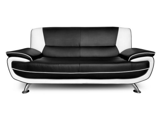 Sofá 3 plazas de conjunto de sofás en piel sintética 3 plazas más 2 plazas - Naples. Colores blanco y negro