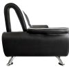 Side View. Sofa Set in Black and White Faux Leather 3 Seater and 2 Seater - Naples