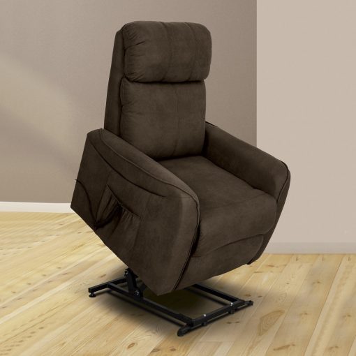 Sillón eléctrico relax reclinable levantapersonas. Tela marrón (chocolate) - Cieza