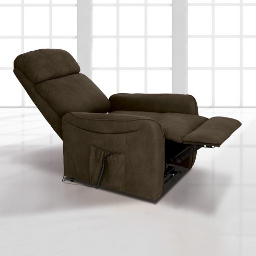 Sillón relax eléctrico con reposapiés elevable y respaldo reclinable. Color marrón (chocolate) - Cieza
