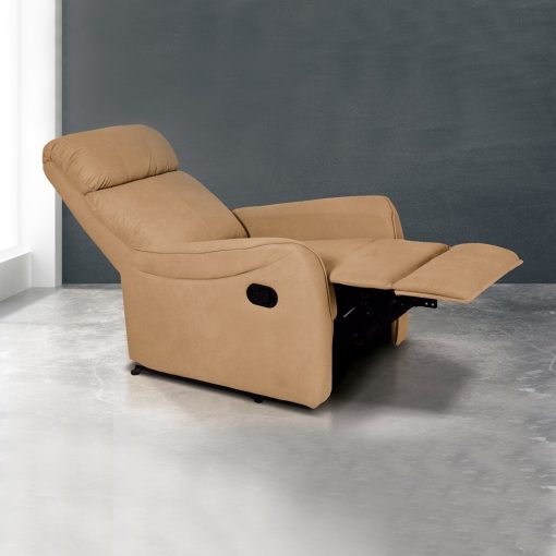 Sillón relax manual con reposapiés elevable y respaldo reclinable. Color beige - Cieza
