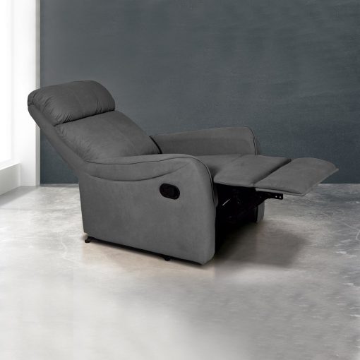 Sillón relax manual con reposapiés elevable y respaldo reclinable. Color gris - Cieza