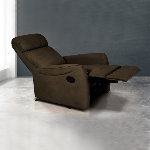 Sillón relax manual con reposapiés elevable y respaldo reclinable. Color marrón (chocolate) - Cieza