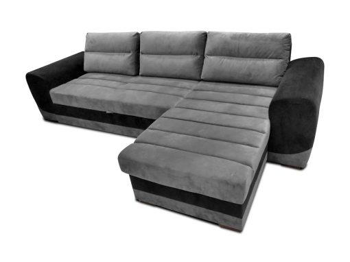 Sofá chaise longue cama tapizado en tela gris y negro - Cayman