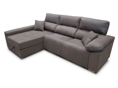 Electric recliner chaise longue sofa (2 motors) - Valencia. Left side chaise longue. Grey fabric