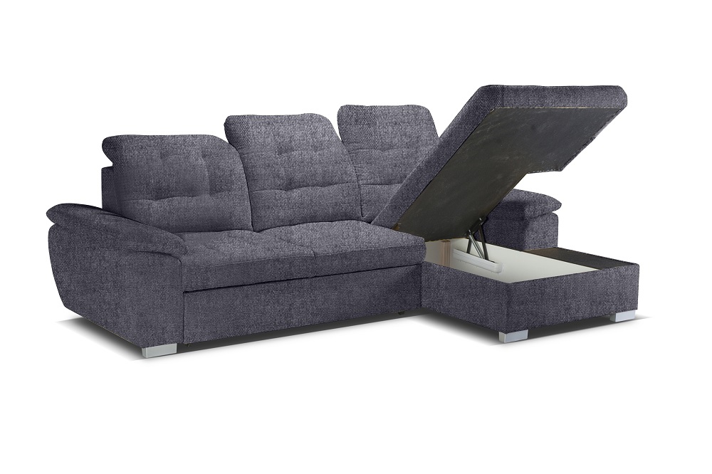 Chaise Longue Sofa with High Backrest, Reclining Headrests, Bed