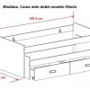 Размеры. Кровать 2 в 1 с выдвижными ящиками - Rimini