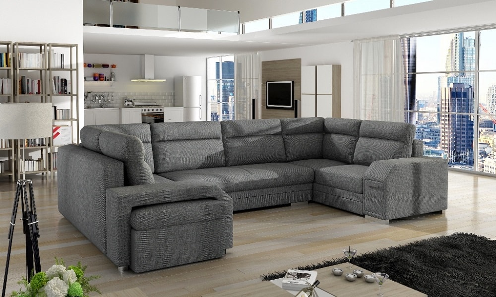 Sofá grande en forma de U con cama y 3 arcones - Baia - Don Baraton: tienda de sofás, colchones muebles