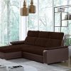 Угловой диван-кровать с регулируемыми подголовниками - Vancouver. Коричневая ткань (Inari 28), коричневый кожзаменитель (Soft 66). Левый угол