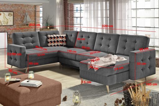 Medidas del sofá rinconera en forma de U modelo Copenhagen
