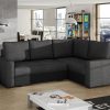 Small corner sofa with bed and storage - Brighton. Dark grey fabric. Black faux leather. Corner on the right
