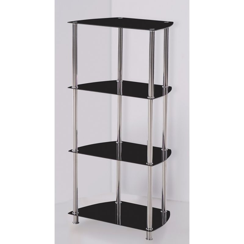 Shelving Unit Tempered Glass And, Glass And Stainless Steel Bookcase