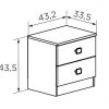 Dimensions. Two Drawer Bedside Table in White and Brown - Rimini