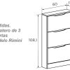 Размеры галошницы с 3 дверями, белый/коричневый цвета - Rimini