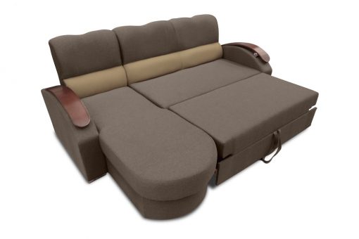 Modo cama. Sofá chaise longue cama con brazos de madera - Padua