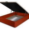 Inexpensive ottoman storage double bed - Breeze. Cherry wood colour