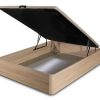 Inexpensive ottoman storage double bed - Breeze. Oak "light brown" color