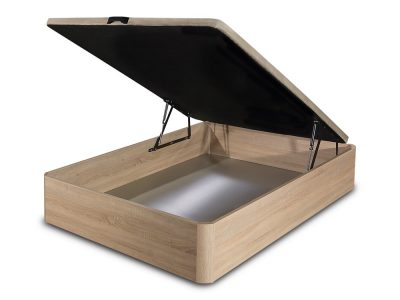Недорогая двуспальная кровать с ровным основанием матраса и ящиком для хранения - Breeze. Светло-коричневый цвет