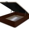 Inexpensive ottoman storage double bed - Breeze. Wengue "dark brown" colour