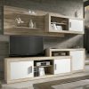 Conjunto modular de salón, 241 cm - Messina. Colores roble y blanco