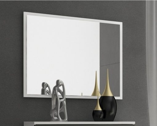 Espejo de pared con marco de color blanco 90 x 75 cm - Cremona