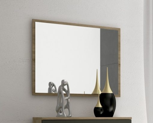 Espejo de pared con marco de color marrón 90 x 75 cm - Cremona