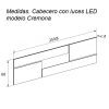 Medidas. Cabecero con luces LED modelo Cremona