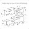 Medidas. Conjunto modular de salón, 241 cm modelo Messina