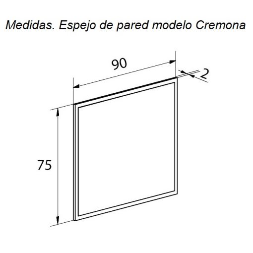 Medidas. Espejo de pared con marco de color marrón 90 x 75 cm - Cremona